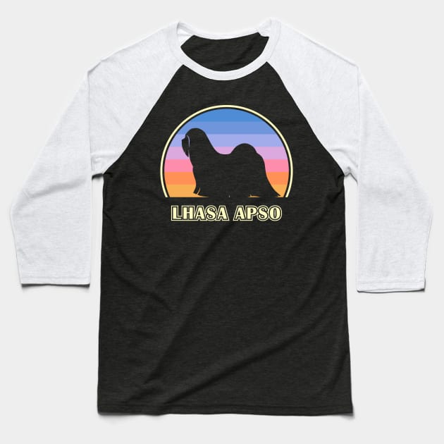 Lhasa Apso Vintage Sunset Dog Baseball T-Shirt by millersye